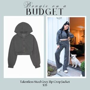 Talentless Steel Grey Zip Crop Jacket